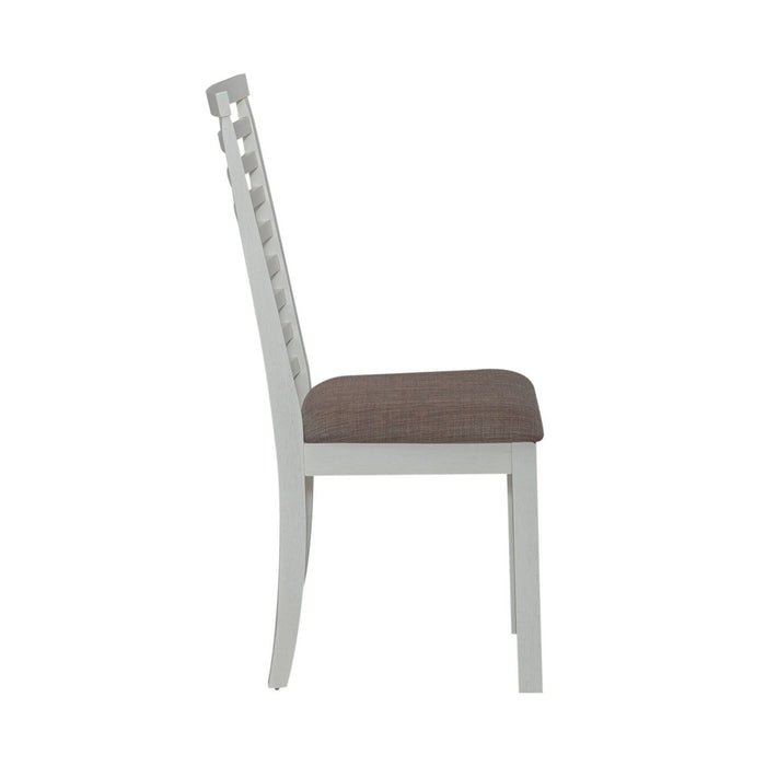 Liberty Furniture Brook Bay Uph Ladder Back Side Chair (Set of 2) in Textured White