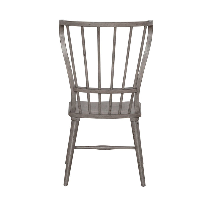 Liberty Furniture River Place Windsor Back Side Chair (Set of 2) in Riverstone Gray & Tobacco