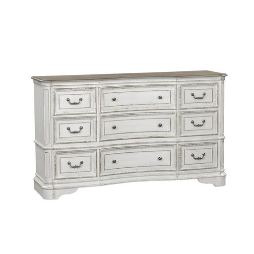 Magnolia Manor Leg 9 Drawer Dresser in Antique White image