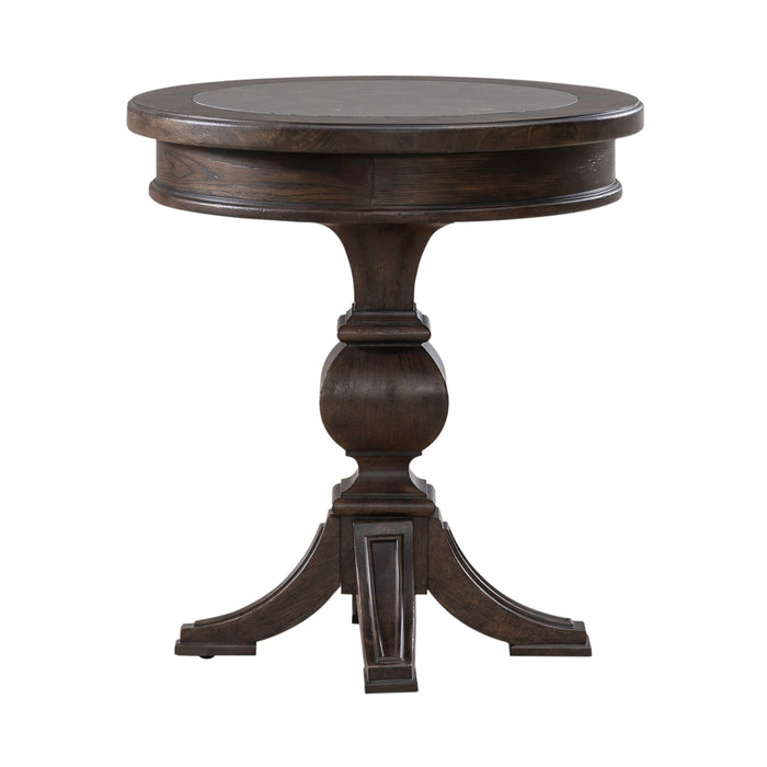 Paradise Valley Round Chairside Table in Saddle Brown