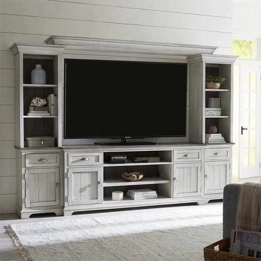 Liberty Furniture Ocean Isle Entertainment Center with Piers in Antique White with Weathered Pine 303W-ENTW-ECP image