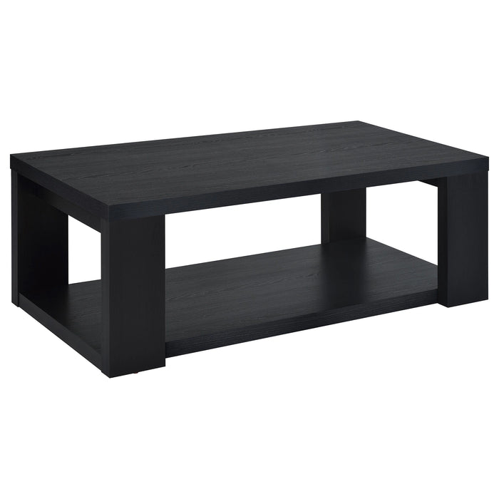 Pavone Open-Shelf Coffee and End Table Set - Black 2-Piece Set