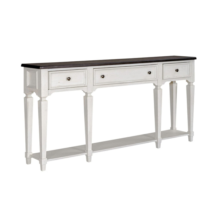 Liberty Furniture Allyson Park 72" Hall Table in Wirebrushed White with Charcoal Top EST SHIP TIME APPX 4 WEEKS image