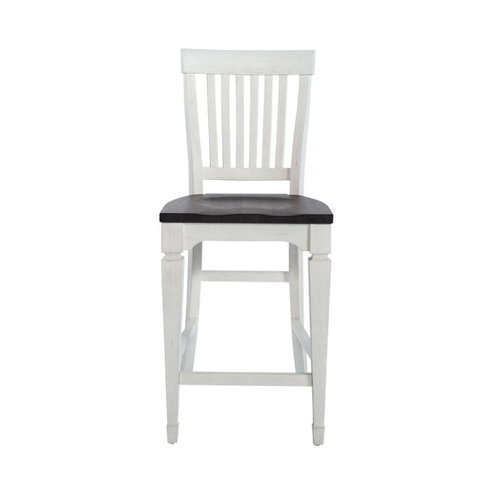 Liberty Furniture Allyson Park Counter Height Slat Back Chair in White with Charcoal (Set of 2) image