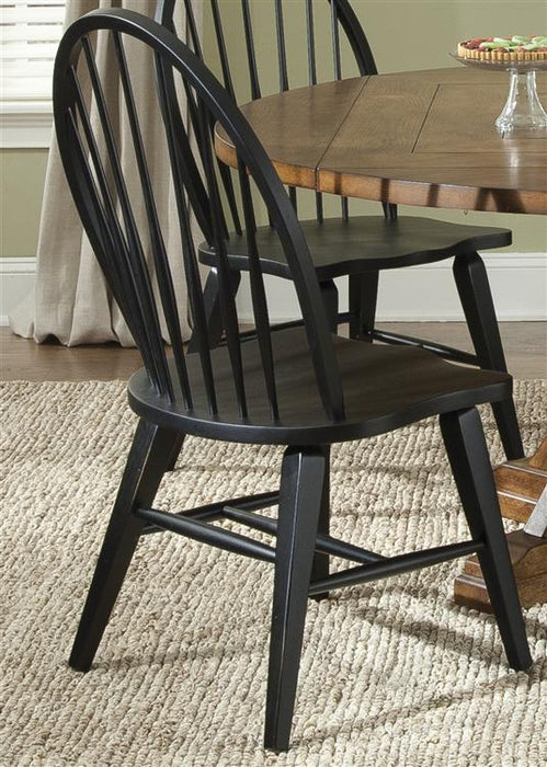Liberty Furniture Hearthstone Windsor Back Side Chair in Black (Set of 2)