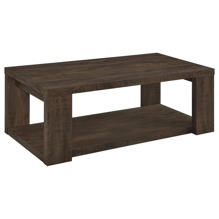 Pavone Open-Shelf Coffee and End Table Set - Dark Rustic Mango 3-Piece Set