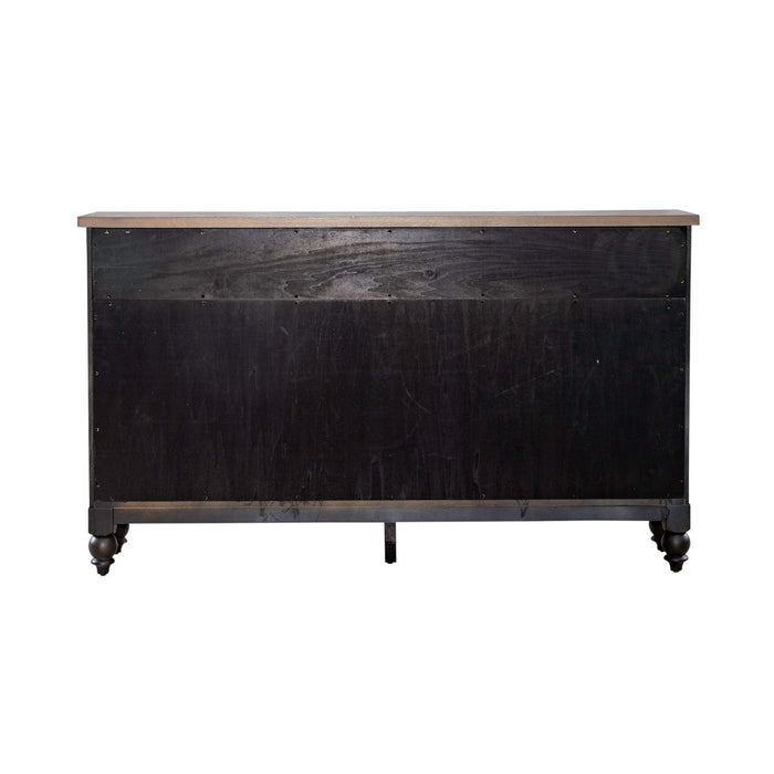 Americana Farmhouse Hall Buffet in Dusty Taupe & Black