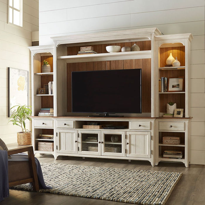 Liberty Farmhouse Reimagined Entertainment Center with Piers in Antique White 652-ENT-ECP image