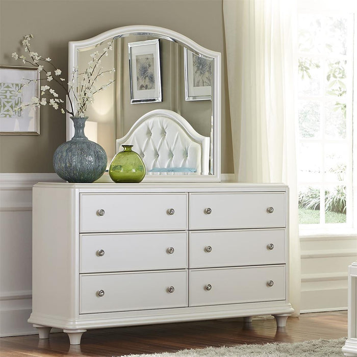 Liberty Furniture Stardust 6 Drawer Dresser in Iridescent White