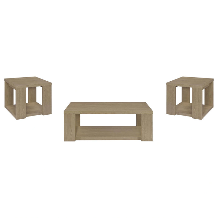 Pavone Open-Shelf Coffee and End Table Set - Latte 3-Piece Set