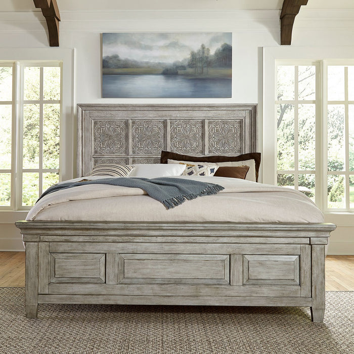 Heartland King Opt California Panel Bed, Dresser & Mirror, Night Stand