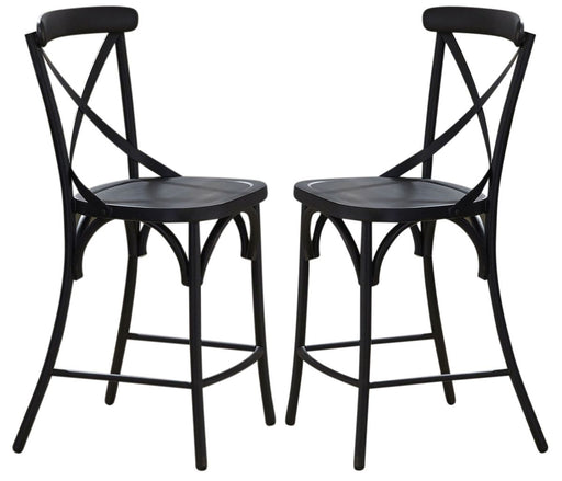 Liberty Furniture Vintage Dining Series X-Back Counter Chair in Black (Set of 2) image