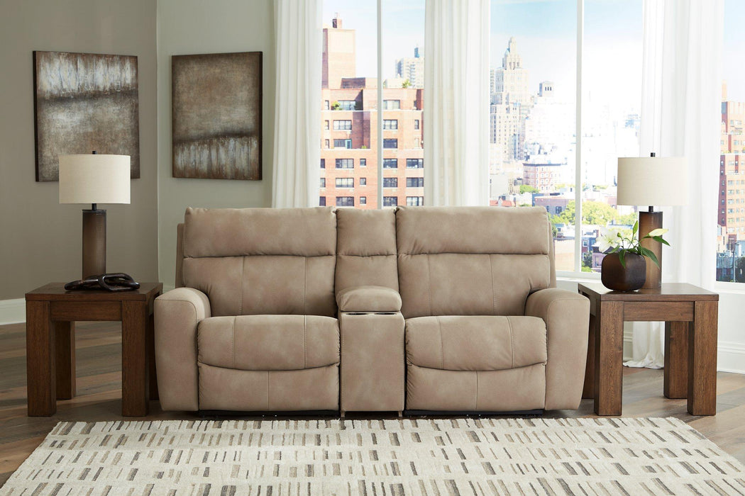 Next-Gen DuraPella Power Reclining Sectional Loveseat with Console - Furniture Warehouse Direct (Victoria, TX)