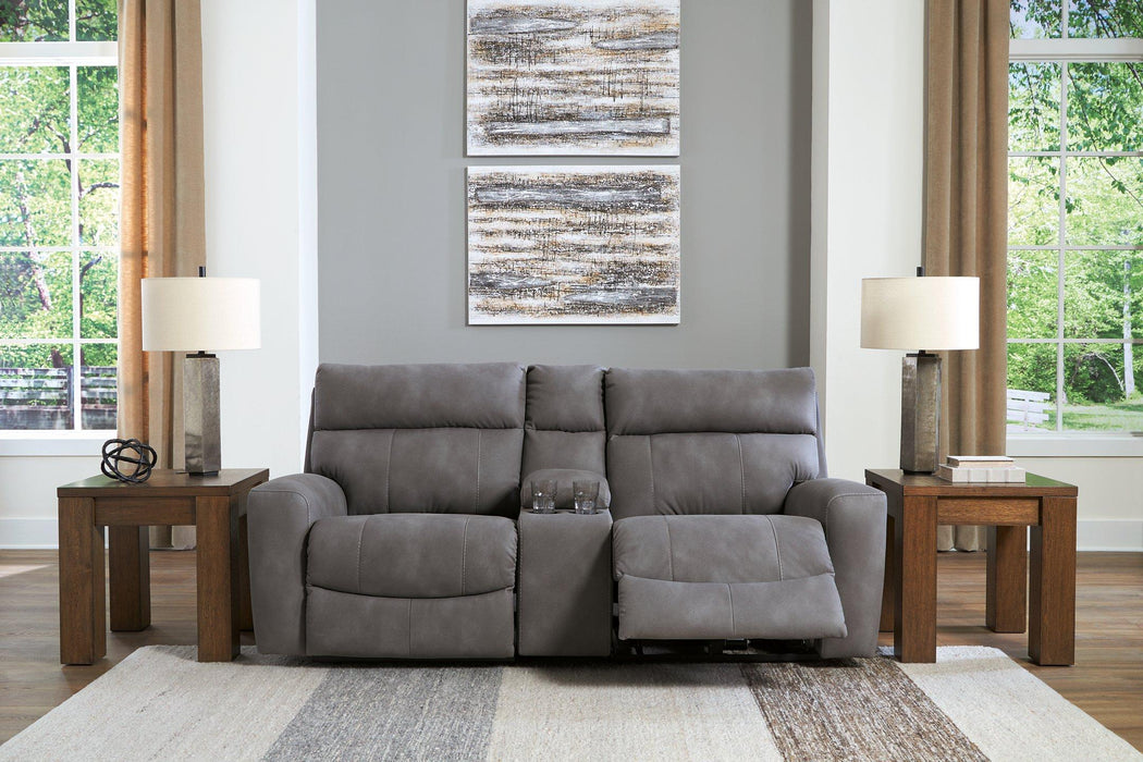 Next-Gen DuraPella Power Reclining Sectional Loveseat with Console - Furniture Warehouse Direct (Victoria, TX)