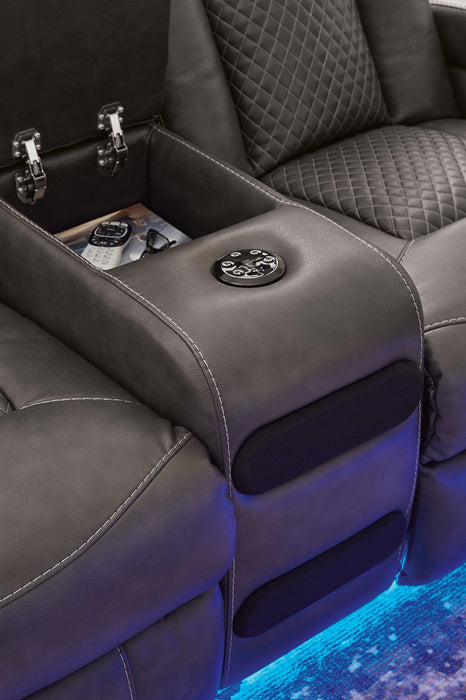 Fyne-Dyme Power Reclining Loveseat with Console - Furniture Warehouse Direct (Victoria, TX)