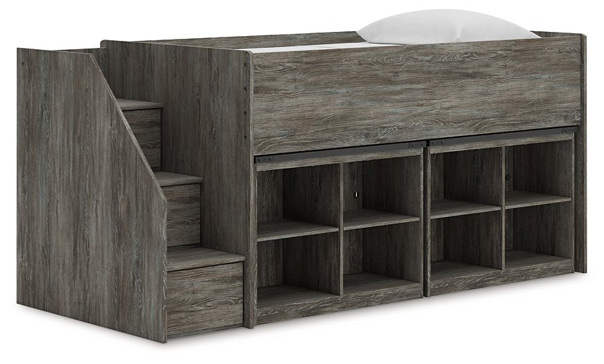 Frandern Loft Bed with Bookcase Storage - Furniture Warehouse Direct (Victoria, TX)