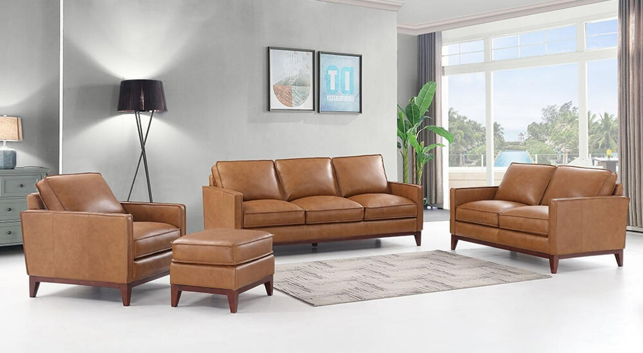 Leather Italia Georgetowne-Newport Sofa in Camel - Furniture Warehouse Direct (Victoria, TX)