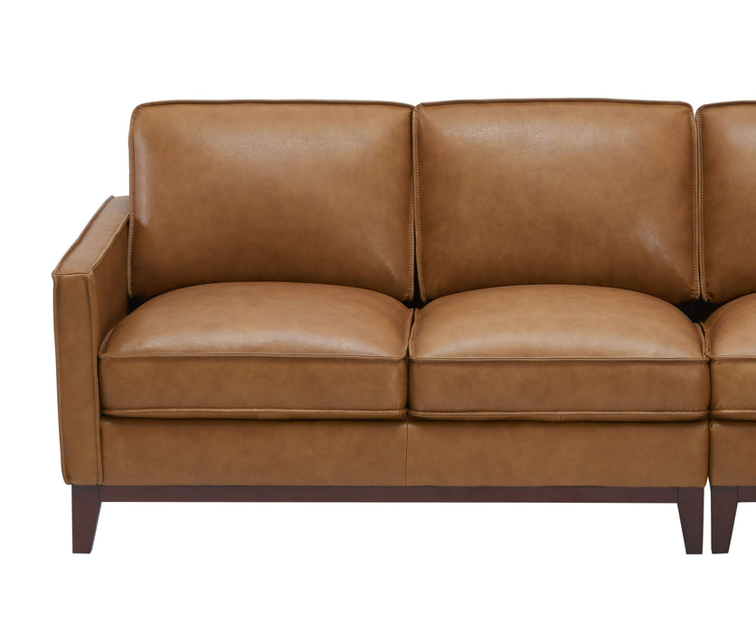 Leather Italia USA Georgetowne Newport LAF One Arm Loveseat in Camel - Furniture Warehouse Direct (Victoria, TX)