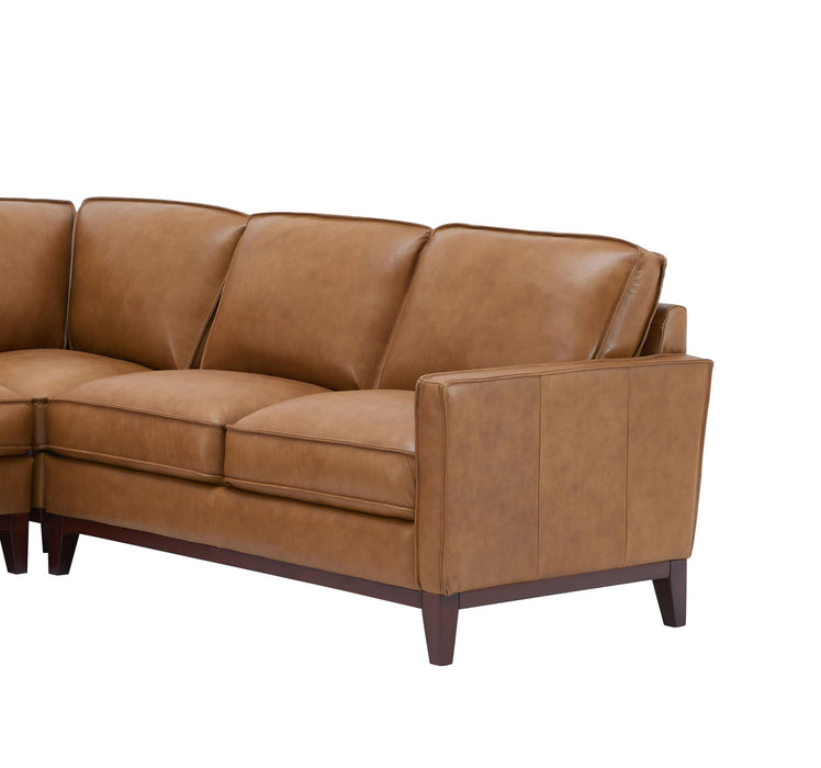 Leather Italia USA Georgetowne Newport RAF One Arm Loveseat in Camel - Furniture Warehouse Direct (Victoria, TX)