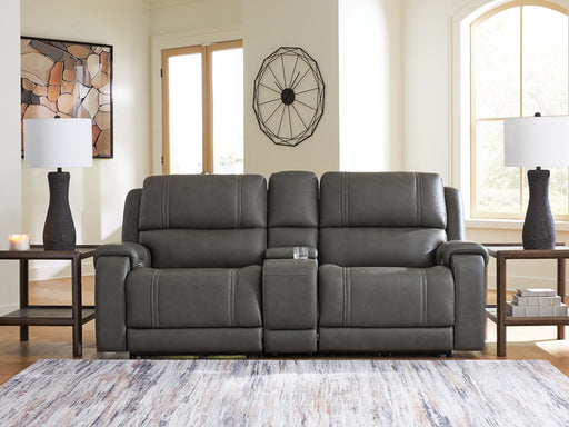 5Z - Pittson Power Reclining Sectional Loveseat with Console - Furniture Warehouse Direct (Victoria, TX)
