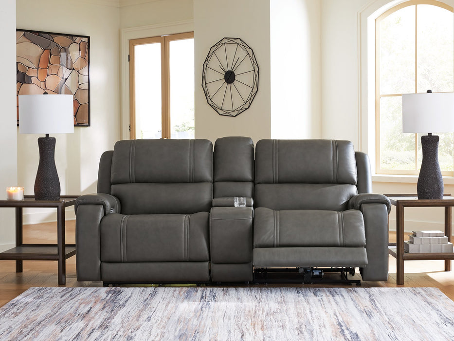 5Z - Pittson Power Reclining Sectional Loveseat with Console - Furniture Warehouse Direct (Victoria, TX)