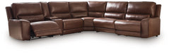 DeepWakes Reclining Sectional with Storage Console - Furniture Warehouse Direct (Victoria, TX)
