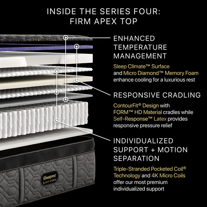 Beautyrest BlackÂ® Series Four 16" Hybrid Firm Apex Top Mattress